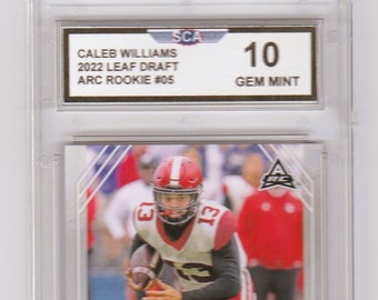 CALEB WILLIAMS 2022 LEAF Draft White Arc Rookie Card Chicago Bears Quarterback