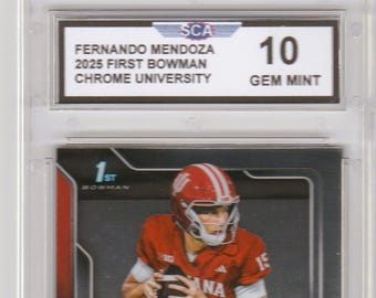 FERNANDO MENDOZA 2025 FIRST Bowman Chrome University Rookie Card Indiana Hoosiers National Champs