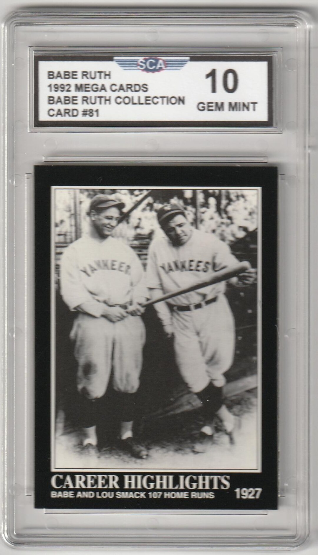 BABE RUTH 1992 MEGACARDS Babe Ruth Collection Card #81 W/lou Gehrig New ...