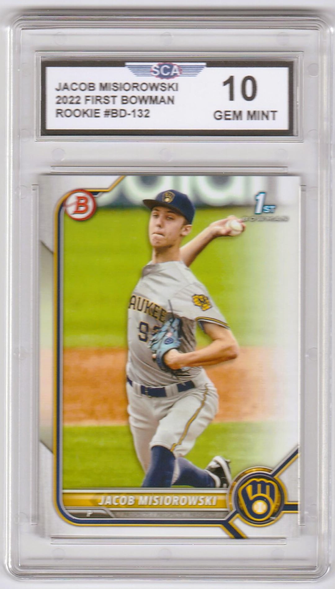 JACOB MISIOROWSKI 2022 FIRST Bowman Rookie Card Milwaukee Brewers ...
