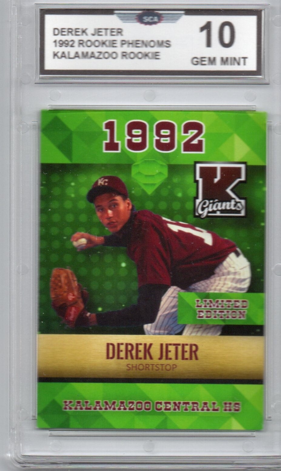 Deter Jeter Rookie Card DEREK JETER 1992 Rookie Phenoms Kalamazoo Rookie Card New York Yankees ...