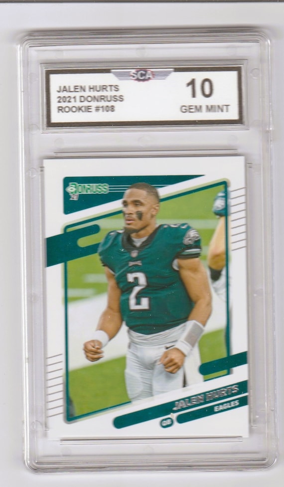 jalen hurts graded rookie card JALEN HURTS 2021 DONRUSS rookie card Philadelphia Eagles Quarterback