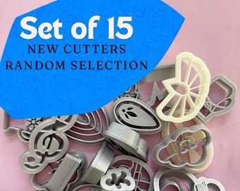 Clay cutters mystery bundle | 15 shape cutters| clay stamps for polymer clay, ceramics, air-dry clay | earrings and jewelry tools