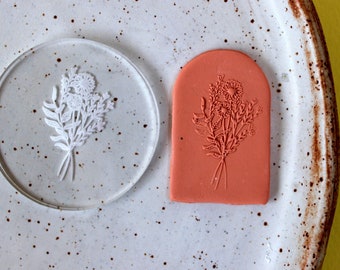 Polymer clay debossing stamp | raised clay stamp | imprint stamp  | embossing |  clay supplies | diy earrings | DEBO FLOWERS BUNCH