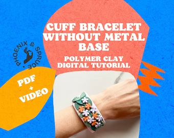 Anleitung aus Polymer clay: Manschettenarmband ohne Metallbasis | digitales Tutorial PDF + Videokurs | Ton Ohrringe Schmuck