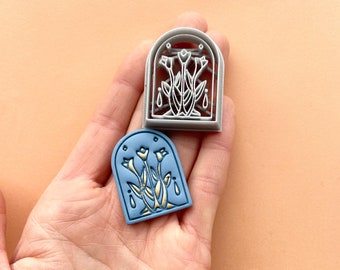 Flower clay cutter | embossing shape cutter for polymer clay and ceramics | tulip earrings | folk earrings tools and supplies | boho clay