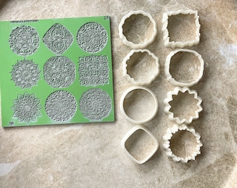 Mandala texture mat for polymer clay | Metal clay studio design | impression sheet kit | pottery ceramic earring tools | Mandala art 28