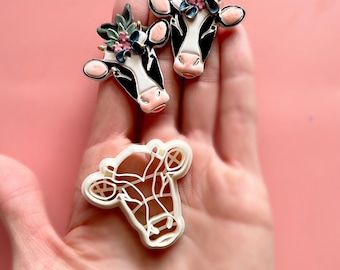 Cow shape cutter for polymer clay | cattle bull animal head cut out mold for earrings & jewellery | farm clay tools | COW HEAD