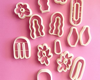 Clay cutters bundle | 14 abstract shape cutters for polymer clay | organic polymer clay earrings | metal clay and ceramic tools and supplies