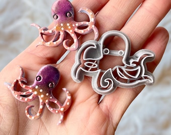 Clay cutter | octopus shape cutter for polymer clay, ceramics, air-dry clay | embossing clay stamp | fish clay earrings tools