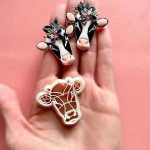 Kuh Form Ausstecher für Polymer Clay | Stier Tierkopf Ausstanzform für Ohrringe & Schmuck | bäuerliche Ton Werkzeuge | KUHKOPF