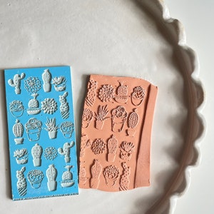 Polymer clay texture mat | cactus succulents plant texture sheet | desert impression sheet |metalclay |pottery ceramic mold |CACTUS MAT