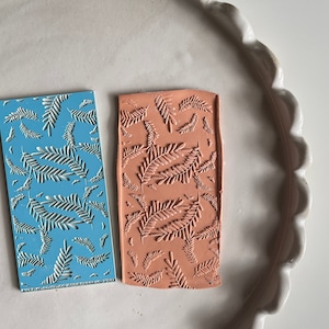 Polymer clay texture mat | fern leaf branch botanical texture sheet | impression sheet | jewelry tools | metalclay | pottery stamp | FERN