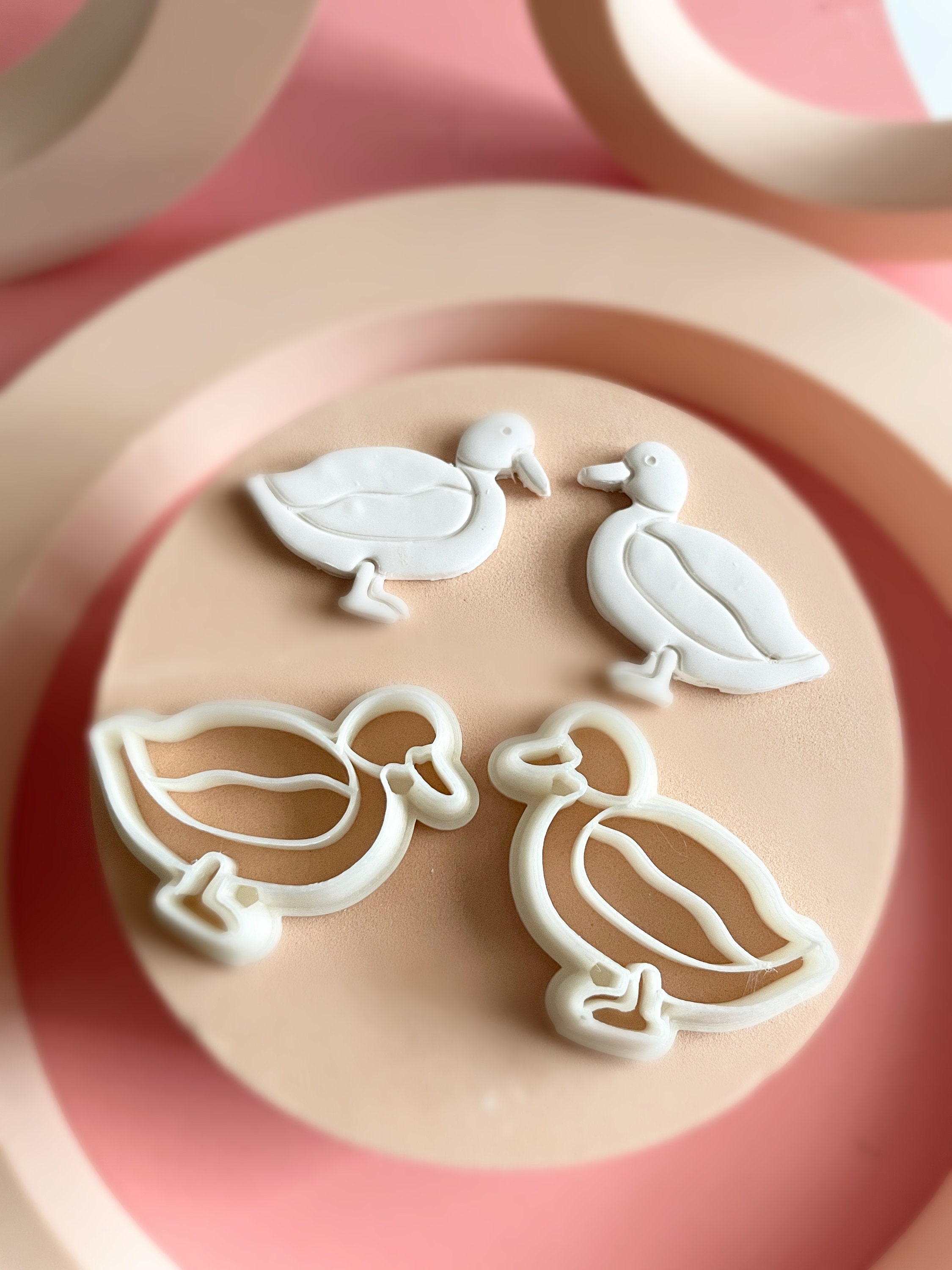 Duck Shape Cutter for Polymer Clay Bird Farm Animal Set of 2 Cut Out Molds  for Earrings & Jewellery clay Tools Supplies DUCK 