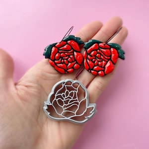 Polymer clay shape cutter | rose flower embossing earring cut out | ceramic mould mold tool | cookie cutter | clay earrings supplies| ROSE