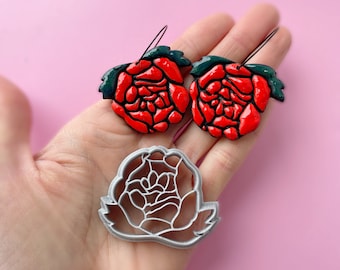 Polymer clay shape cutter | rose flower embossing earring cut out | ceramic mould mold tool | cookie cutter | clay earrings supplies| ROSE