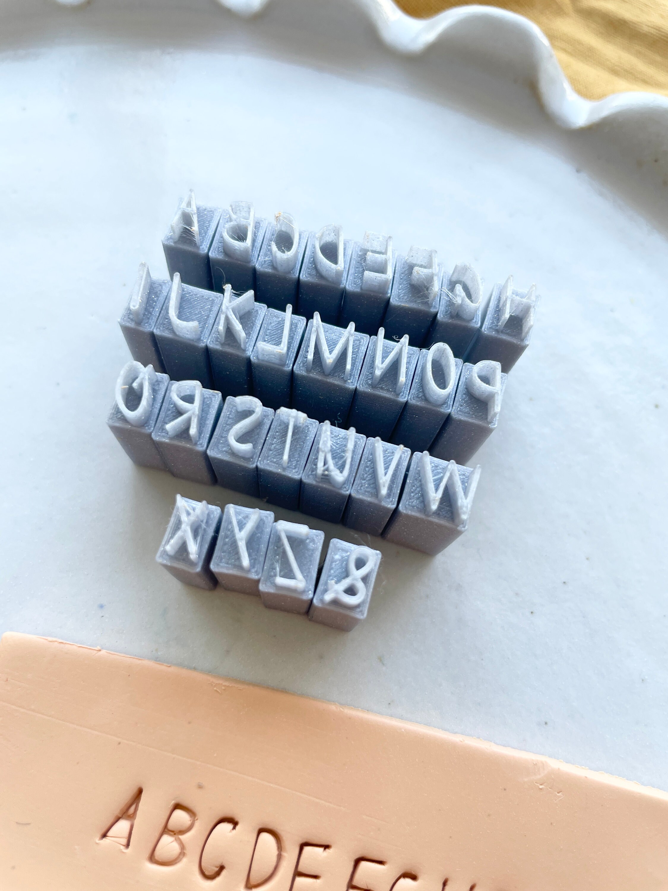 15mm (0.6 inch) Alphabet Stamps for clay, Ceramics & Pottery, TYPEWRITER