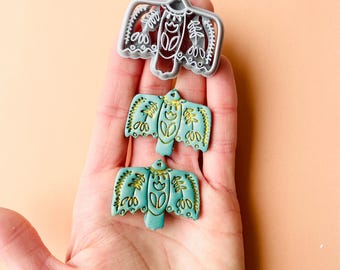 Cortador de arcilla / cortador con forma de pájaro bohemio para arcilla polimérica y cerámica / herramientas y suministros para aretes y joyería / cortador de arcilla / arte popular escandinavo
