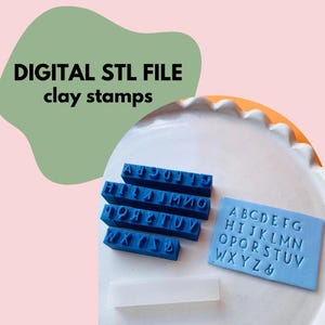 Archivo STL del alfabeto de sellos de arcilla para impresoras 3D / solo archivo digital, para uso personal / sellos de letras para arcilla polimérica, cerámica y arcilla metálica