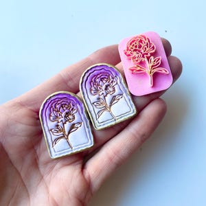 Peony polymer clay stamps | embossing botanical stamps | floral soap embosser | pottery texture | handmade earring tools | clay jewelry