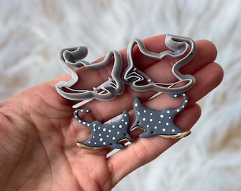 Fish clay cutter | stingray shape cutter for polymer clay and ceramics | studs beach earrings tools and supplies | 2 mirrored | ocean cutter