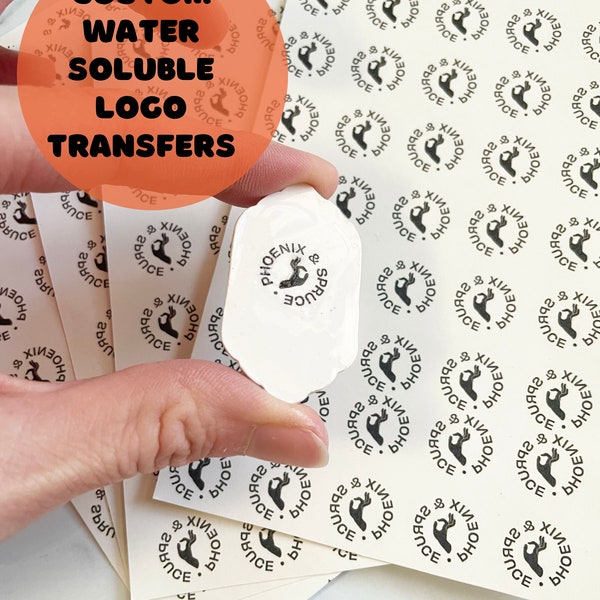 Custom logo water decals for polymer clay | image transfer | polymer clay jewellery supplies | Water-slide decals