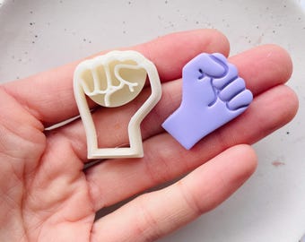 Shape cutter embosser | raised fist polymer clay stamp | clenched fist cutter | fight Clay stamp | Resistance Earring cutter | RAISED FIST