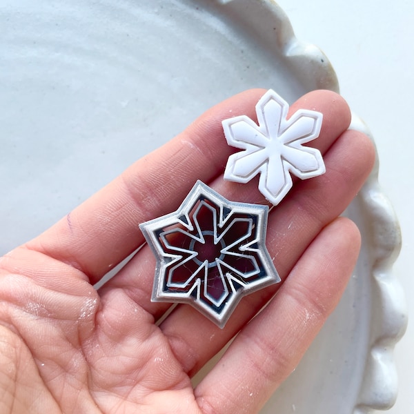 Snowflake clay cutter | Embossing shape cutter for polymer clay | Edged frame clay cutter | Christmas clay stamp | clay earrings tools