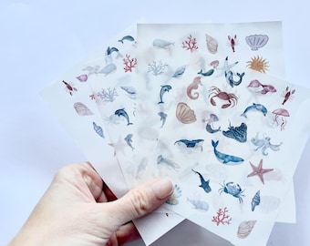 Water soluble transfer paper | ocean life polymer clay image transfer | faux ceramic charms | Pack of 4 A6 | under the sea | underwater