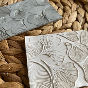 Polymer clay texture mat | ginkgo flower large impression sheet | metal clay | texture stamps | pottery ceramic earring tools | MAXI GINKGO