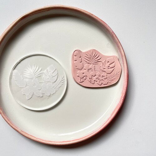 Polymer Clay Debossing Stamp Hibiscus Raised Clay Stamp Etsy