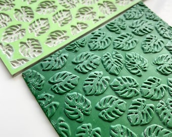 Clay texture mat | monstera leaf texture for polymer clay metal clay ceramic and air-dry clay| embossing clay stamp | tropical clay stamp