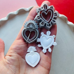 Sacred heart clay cutter | shape cutter for polymer clay earrings| Love heart clay cutter for jewlery and earrings | Mexican folk art