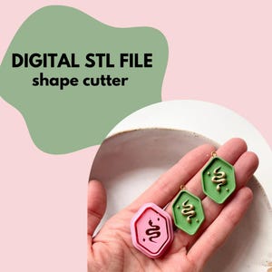 Clay cutter STL file for 3D printers | digital file only, for personal use | debossing snake hexagon shape cutter for polymer clay