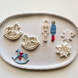 Polymer clay shape cutter | nutcracker snowflake rocking horse mold | earring shape mould | ceramic pottery supplies | NUTCRACKER