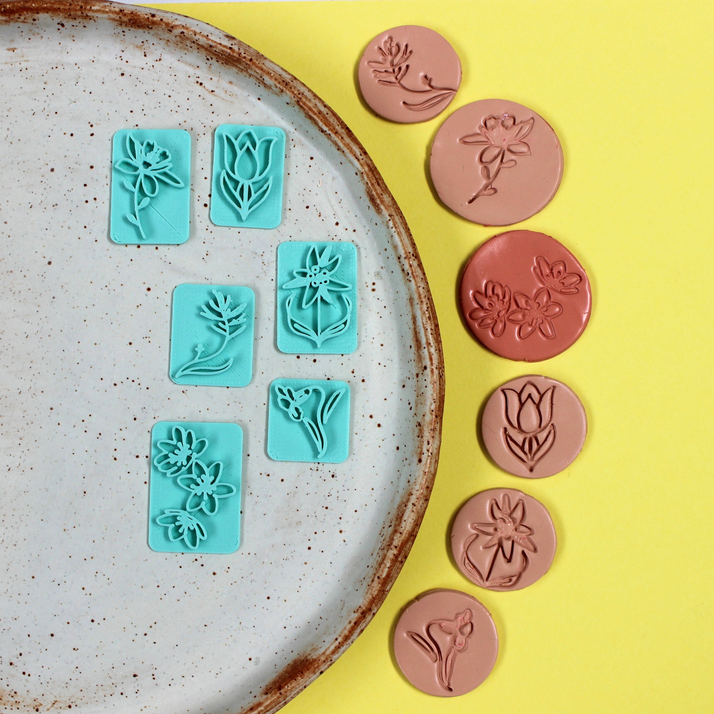 Polymer clay stamps flower stamp Alpine wildflowers Etsy