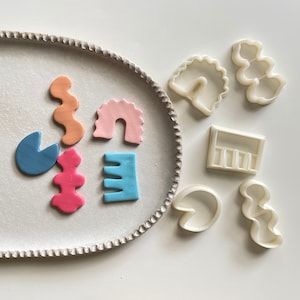 Polymer clay shape cutter | abstract organic shape cutter | swirl arch cookie fortune comb rainbow | earring mold | ORGANIC CUTTERS 2