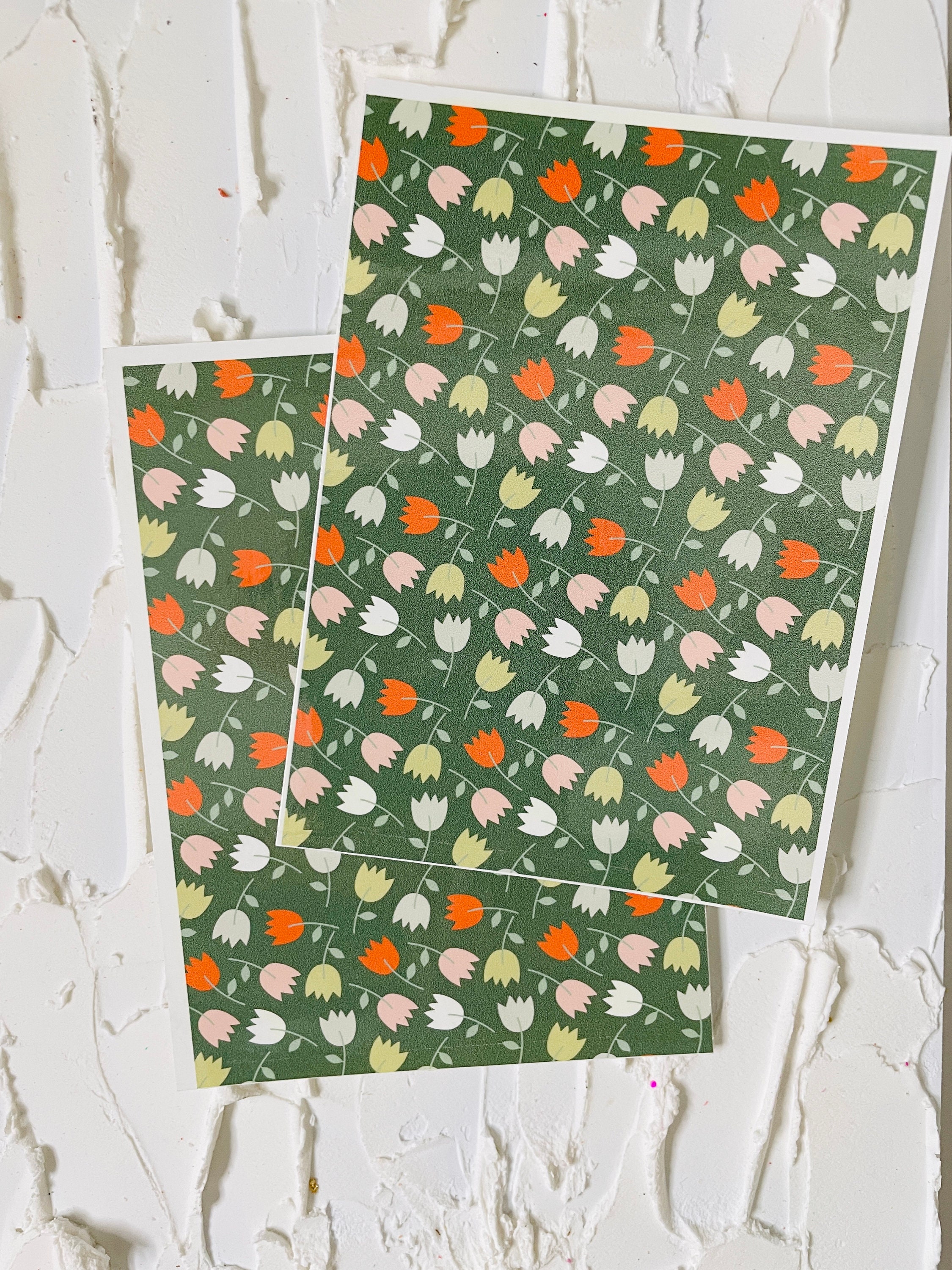 Bright Abstract Floral Polymer Clay Transfer Sheets, Waterless Application,  Image Transfer Paper, A6 Flower Paper 