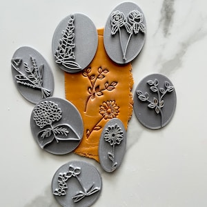Botanical polymer clay stamps | embossing stamps | floral soap embosser | pottery texture | handmade earring tools | FLORIST COLLECTION
