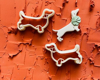 Polymer clay dachsund shape cutter | dog clay cutter | sausage dog earrings cutter| polymer clay mould | cottagecore clay cutter | 3 sizes
