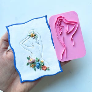 Clay stamps | woman silhouette stamp for polymer clay, ceramics and air-dry clay | embossing stamp | 2 sizes | woman body