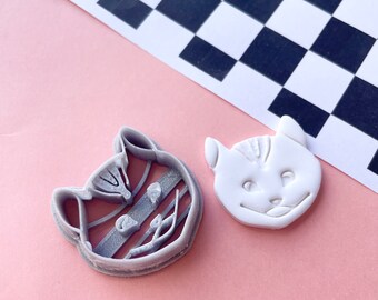 Cat clay cutters | Cheshire cat shape cutter for polymer clay earrings| Alice's adventures clay cutter |  wonderland clay stamp | clay tools