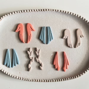 Polymer clay shape cutter | art deco angel wings vine earring mould | bundle DIY clay pottery ceramic jewelry mold | EAR-WINGS