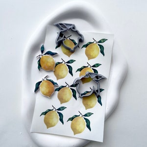 Lemon Clay cutter with matching water soluble transfer paper | polymer clay image transfer | fruity shape cutter | earrings cutter
