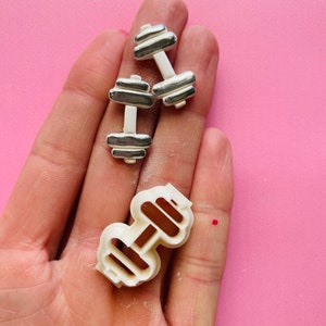 Dumbbell clay cutter | gym fitness clay shape cutter for polymer clay | embossing clay cutter | clay earrings supplies| clay stamp | 2 sizes