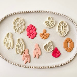 Polymer Clay Ausstecher | Art Deco Embossing Ohrringform | keramik keramik 3d gedruckte ausstechform | Ohrringform | SEPT PRÄGUNG SET