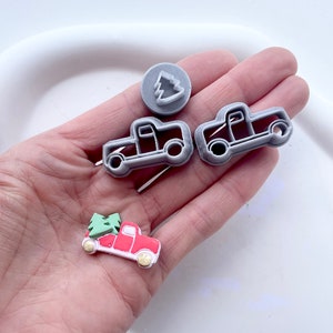 Pickup truck clay cutter | tree shape cutter for polymer clay | Ute embossing clay cutter | Christmas clay stamp | retro clay earrings tools