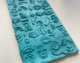 Polymer clay texture mat | Boho texture sheet | metalclay | egyptian celestial mystical texture| polymer clay supplies | BOHO TEXT MAT