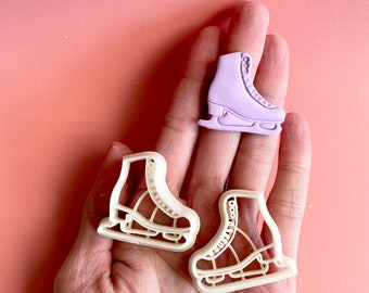 Ice-skates shape cutter for polymer clay | figure skating set of 2 embossing cut out for earrings & jewellery |winter snow |ICE-SKATES