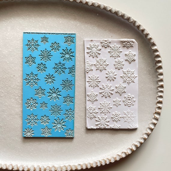 Polymer clay texture mat | snowflakes winter christmas rubber texture sheet  | metalclay | pottery ceramic earring supplies | SNOWFLAKE MAT